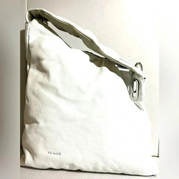 Vic Matie Handbags - Vic Matie white pebbled leather shoulder handbag